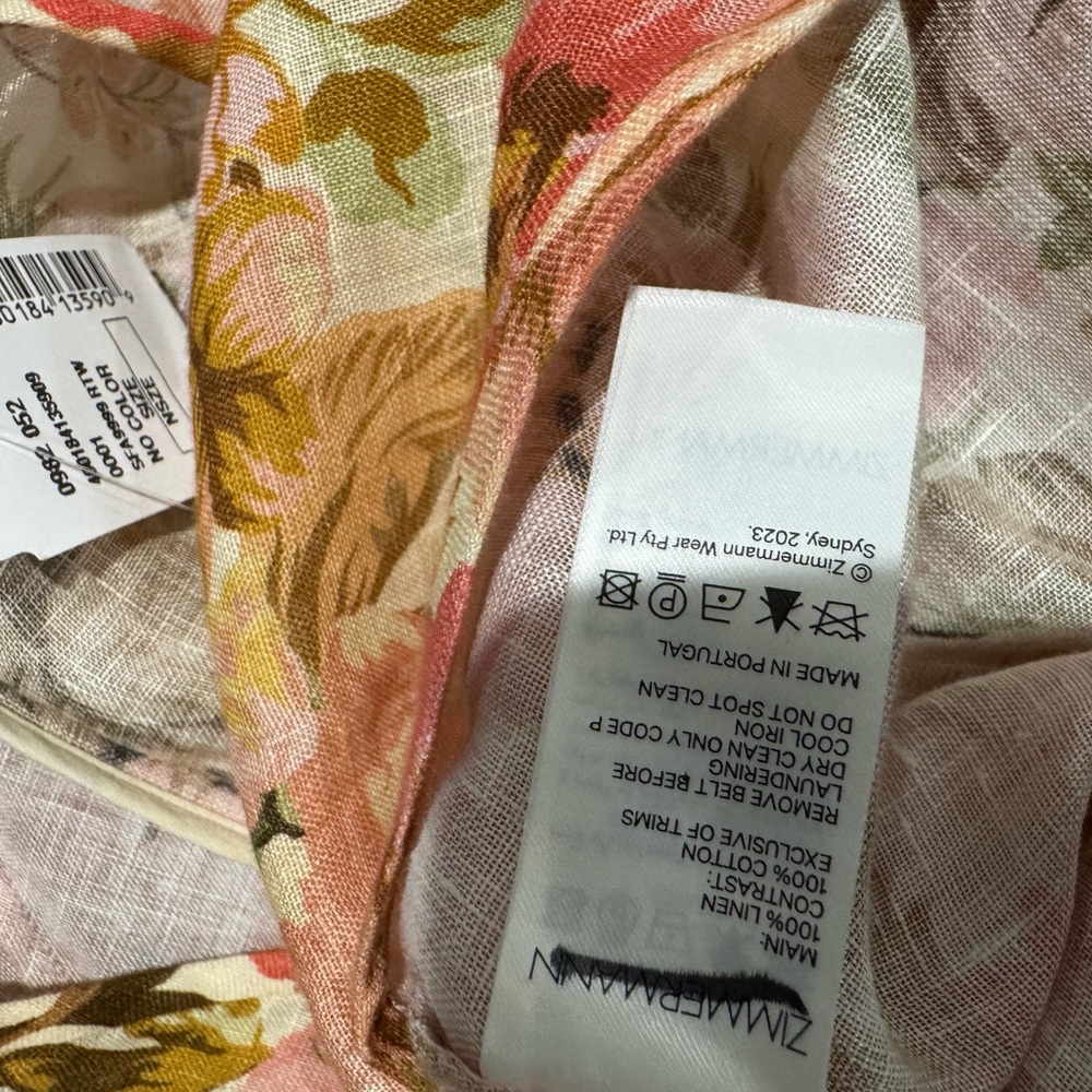 $750 ZIMMERMANN 
Floral Linen Maxi Dress - Multicoloured size 0 - Picture 12 of 12